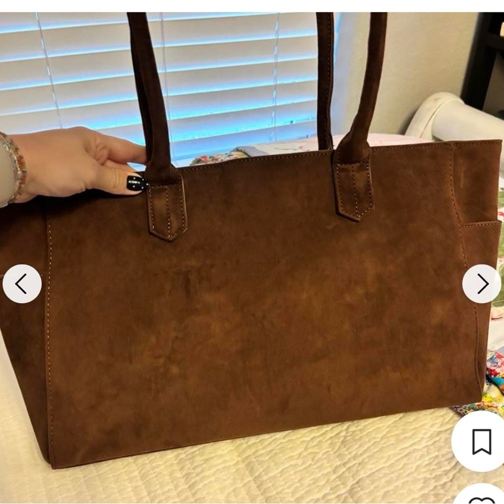 Classic Brown Suede Tote Bag